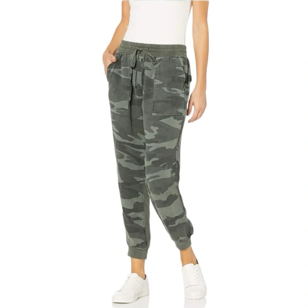 Splendid Woven Camo Green Lightweight Jogger Pants Size Large - Picture 2 of 12